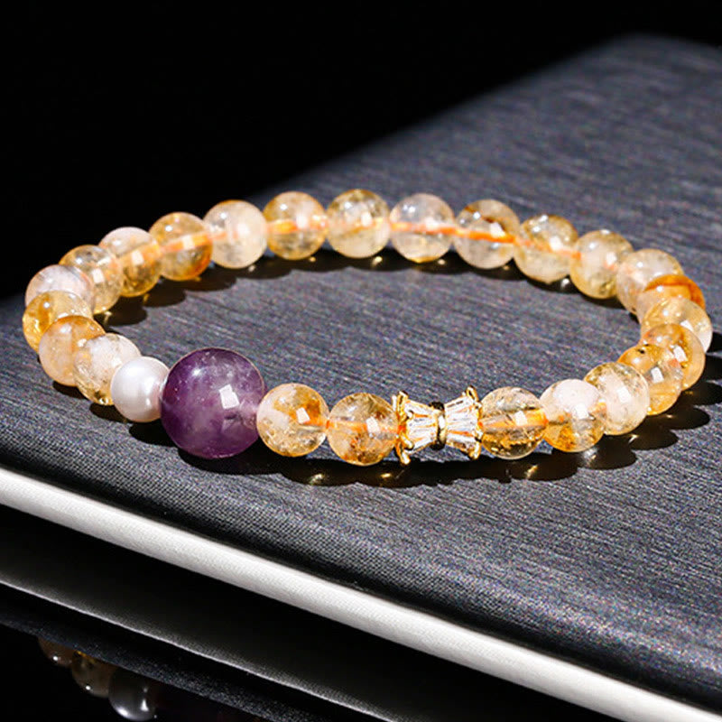 Buddha Stones天然シトリン・アメジスト繁栄ブレスレット