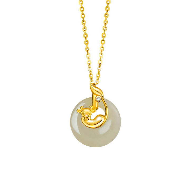 Buddha Stones中国十二支 和田翡翠 925 スターリングシルバー 豊穣のネックレスペンダント - 和田翡翠 925 スターリングシルバー - 牛 - image 12