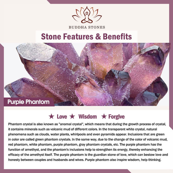 Buddha Stones天然紫ファントム愛の知恵ブレスレット