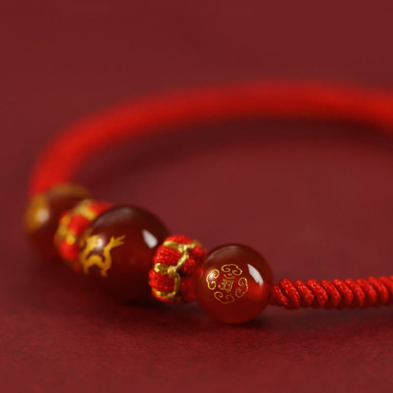 Buddha Stones手作りの赤瑪瑙中国の十二支の赤紐の編み込み守護ブレスレット - image 18