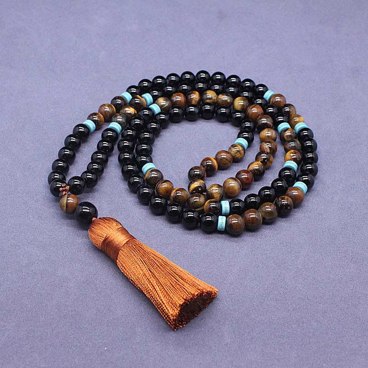 Buddha Stonesチベット黒オニキス平和Malaセット
