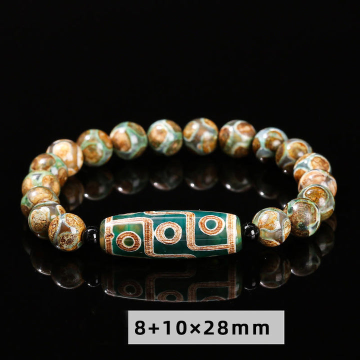 Buddha Stonesチベット九眼天珠天然白檀白猫目瑪瑙パワープロテクションブレスレット