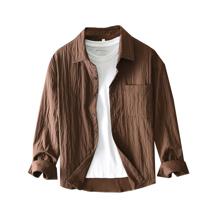 Buddha Stonesカジュアル 無地 長袖 メンズ シャツ ポケット付き - image 4