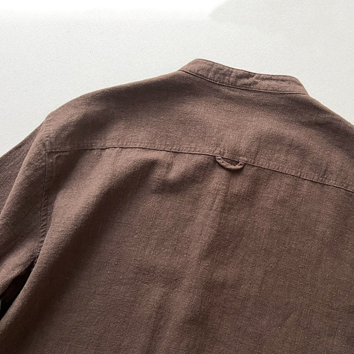 Buddha Stonesカジュアル 無地 ラミー リネン コットン メンズ シャツ ポケット付き - image 12