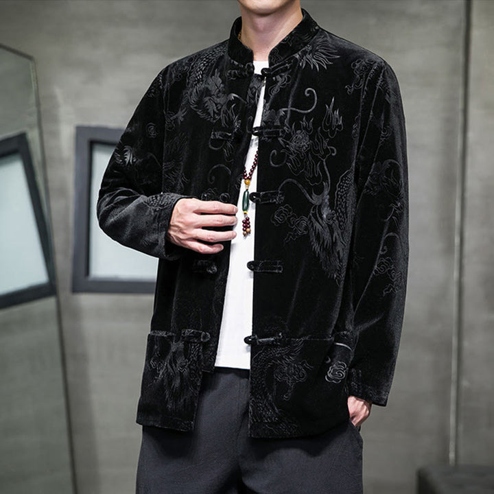 Buddha Stonesメンズ フロッグボタン タンスーツ ドラゴン柄 Lisvelte コットンジャケット シャツ ポケット付き - image 16