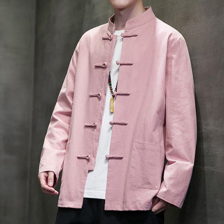 Buddha Stones無地 カエルボタン 唐装 コットンリネン メンズ ジャケット シャツ ポケット付き - image 27