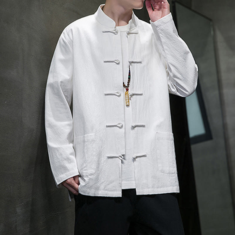 Buddha Stones無地 カエルボタン 唐装 コットンリネン メンズ ジャケット シャツ ポケット付き - image 43