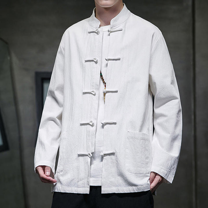 Buddha Stones無地 カエルボタン 唐装 コットンリネン メンズ ジャケット シャツ ポケット付き - image 41