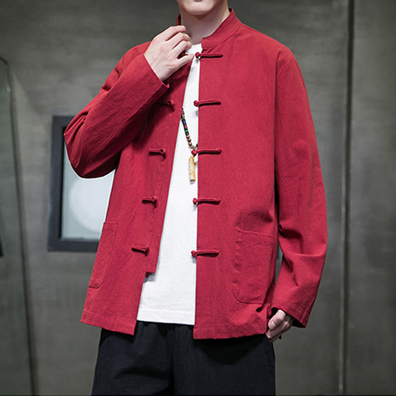 Buddha Stones無地 カエルボタン 唐装 コットンリネン メンズ ジャケット シャツ ポケット付き - image 37