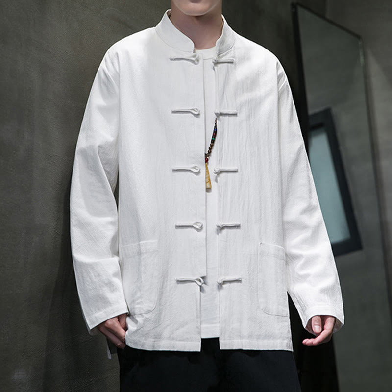 Buddha Stones無地 カエルボタン 唐装 コットンリネン メンズ ジャケット シャツ ポケット付き - image 42