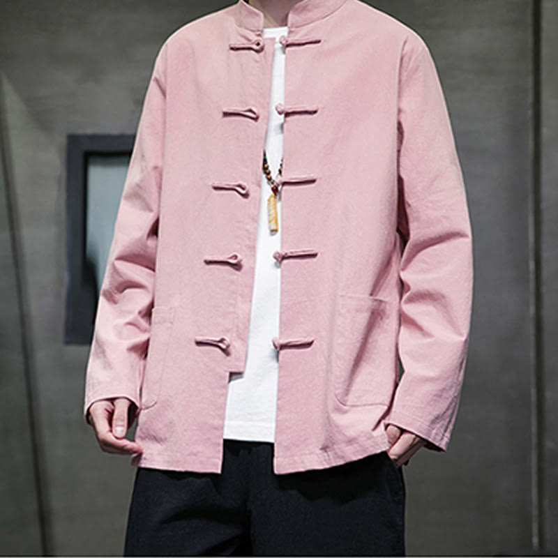 Buddha Stones無地 カエルボタン 唐装 コットンリネン メンズ ジャケット シャツ ポケット付き - image 26