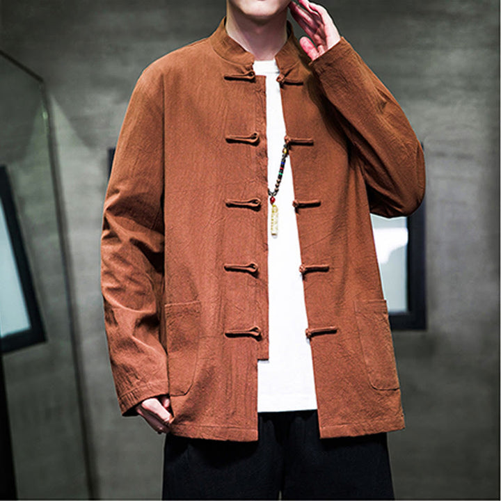 Buddha Stones無地 カエルボタン 唐装 コットンリネン メンズ ジャケット シャツ ポケット付き - image 22