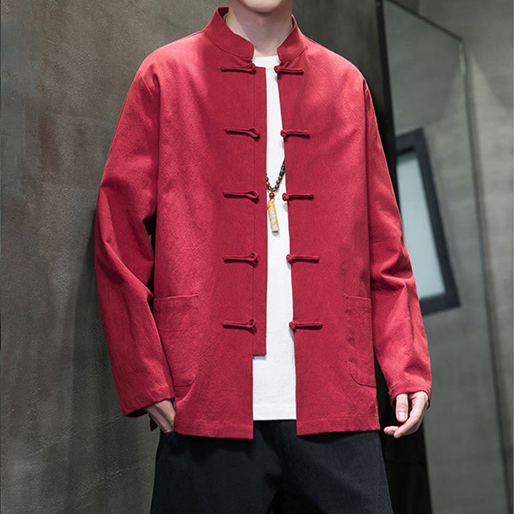 Buddha Stones無地 カエルボタン 唐装 コットンリネン メンズ ジャケット シャツ ポケット付き - image 36