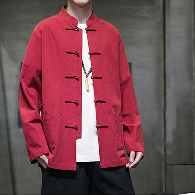 Buddha Stones無地 カエルボタン 唐装 コットンリネン メンズ ジャケット シャツ ポケット付き - image 34