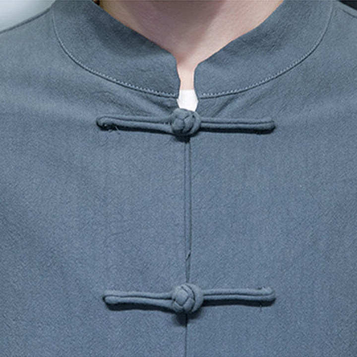 Buddha Stones無地 カエルボタン 唐装 コットンリネン メンズ ジャケット シャツ ポケット付き - image 8