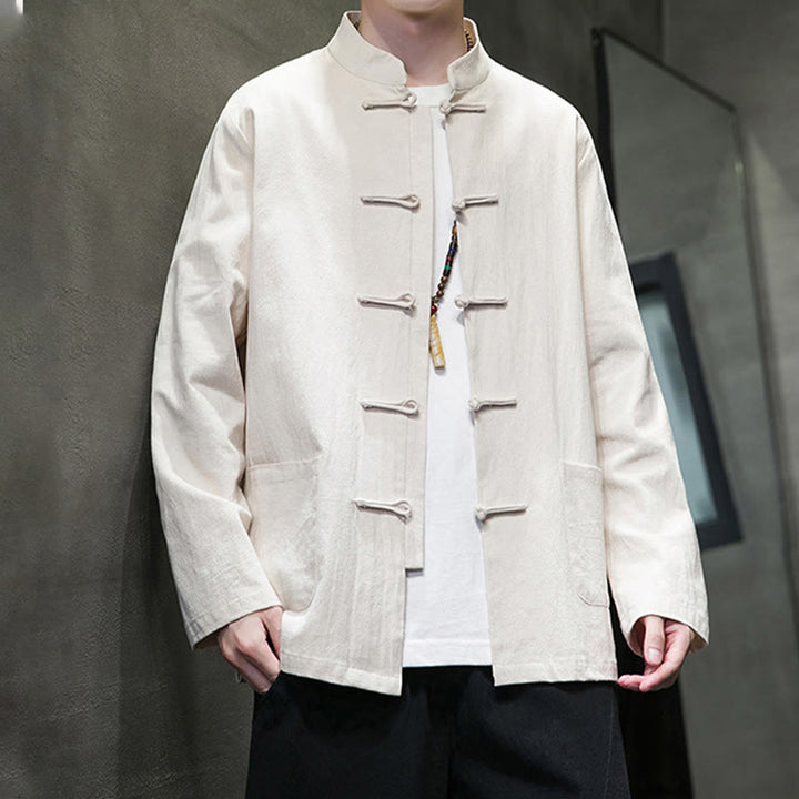 Buddha Stones無地 カエルボタン 唐装 コットンリネン メンズ ジャケット シャツ ポケット付き - image 13