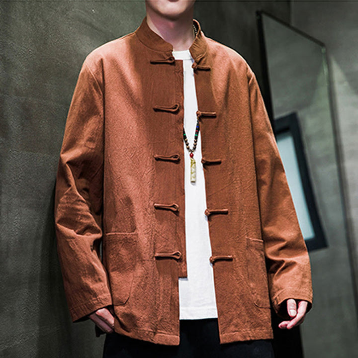 Buddha Stones無地 カエルボタン 唐装 コットンリネン メンズ ジャケット シャツ ポケット付き - image 23