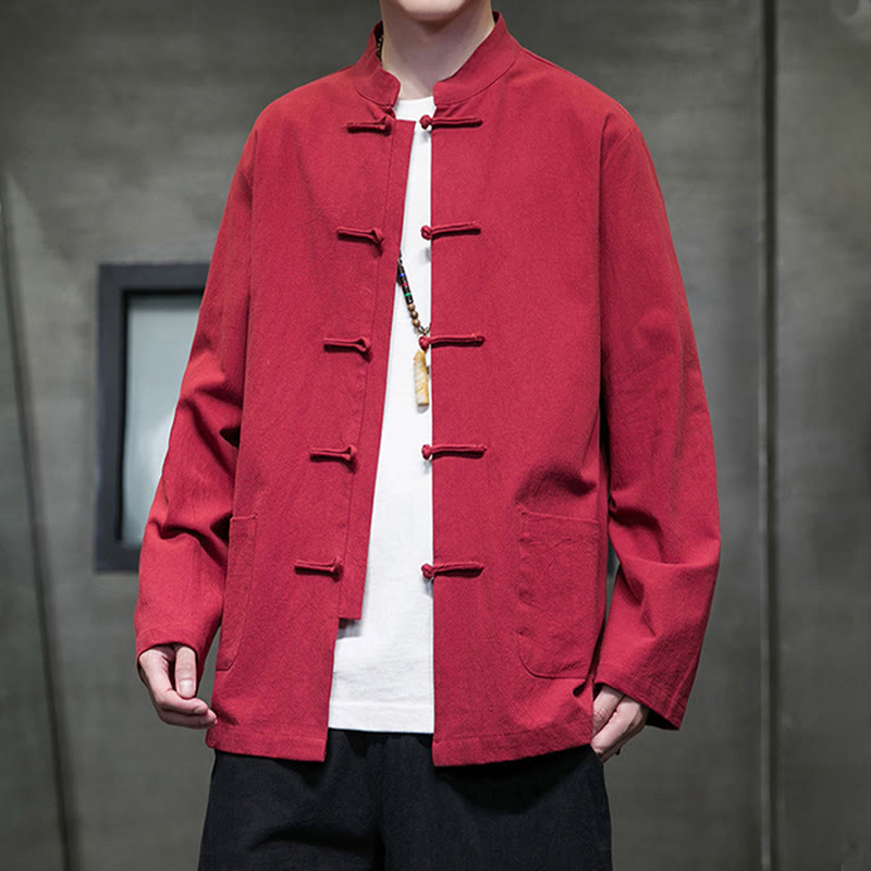 Buddha Stones無地 カエルボタン 唐装 コットンリネン メンズ ジャケット シャツ ポケット付き - image 35