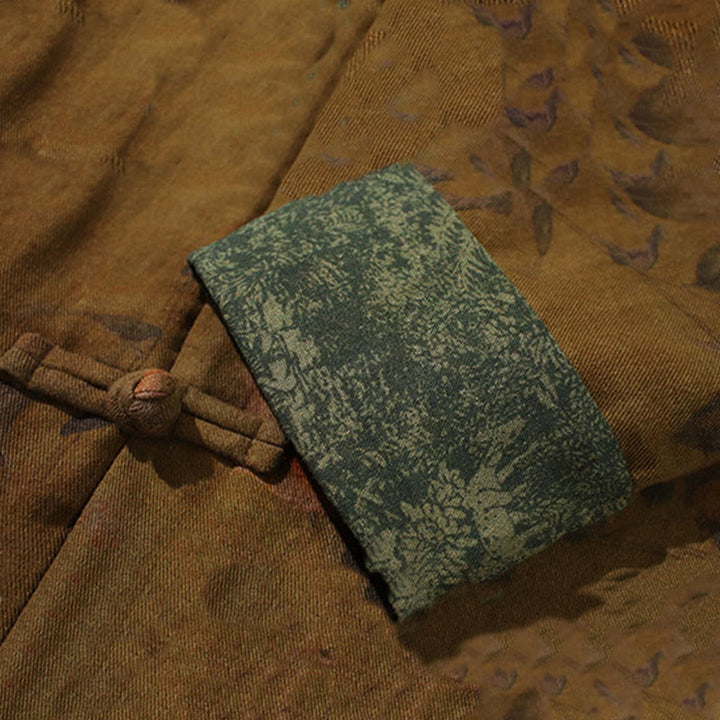 Buddha Stones、葉、花、カエルボタン、唐装、コットンメンズジャケットシャツ  - image 19