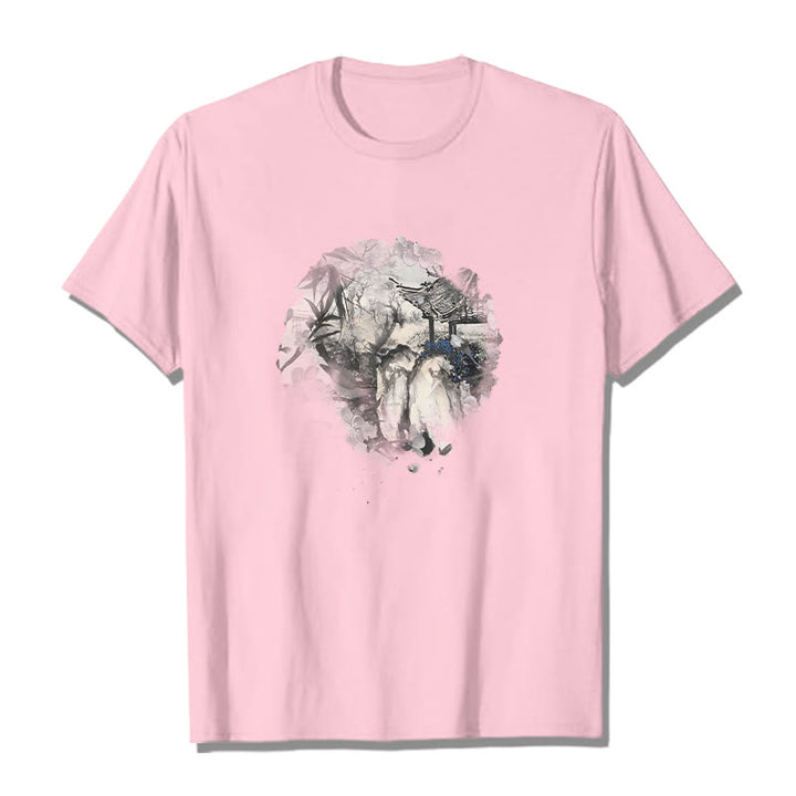 Buddha Stones中国竹山亭 デザイン柄 Tシャツ - ライトピンク - 2XL - image 13