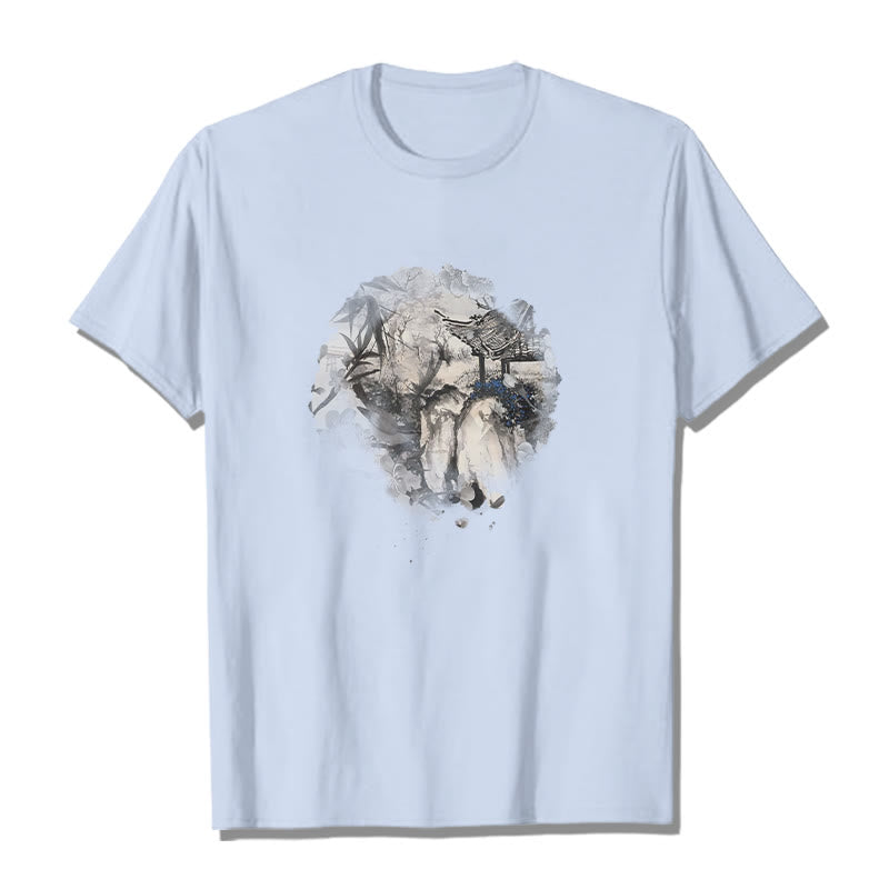 Buddha Stones中国竹山亭 デザイン柄 Tシャツ - ライトシアン - 2XL - image 12