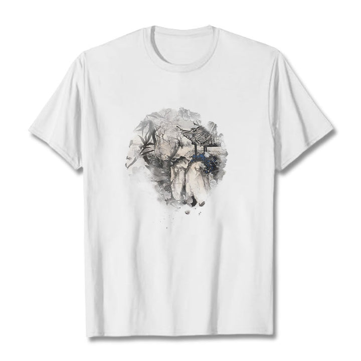 Buddha Stones中国竹山亭 デザイン柄 Tシャツ - 白 - 2XL - image 7