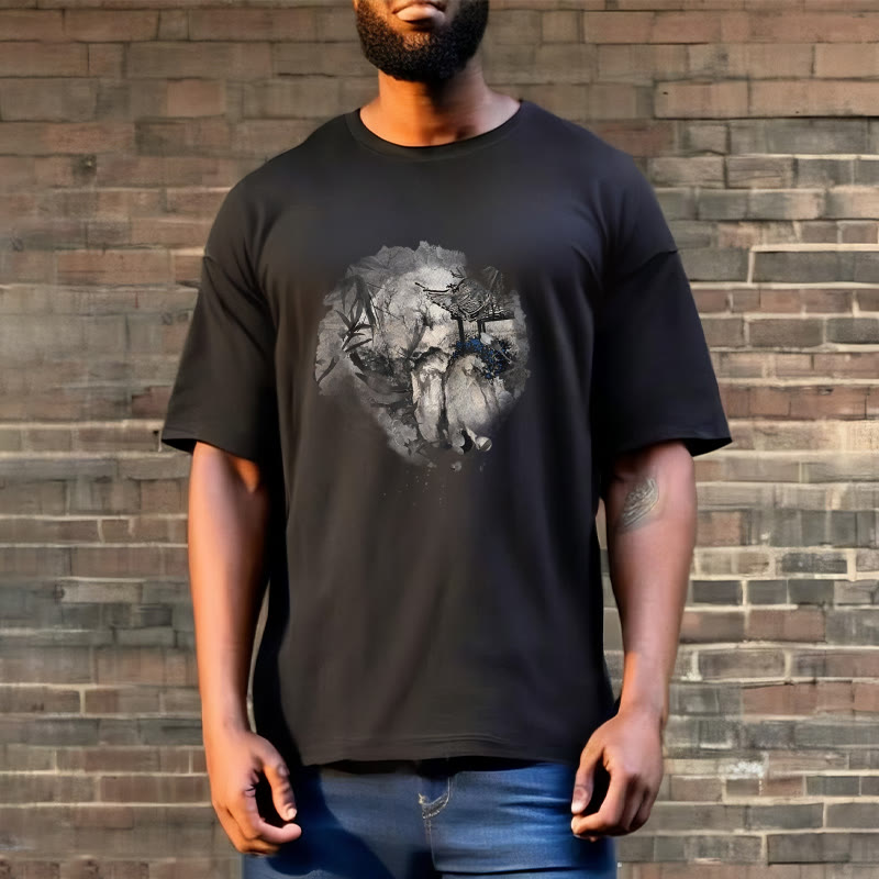 Buddha Stones中国竹山亭 デザイン柄 Tシャツ - image 1