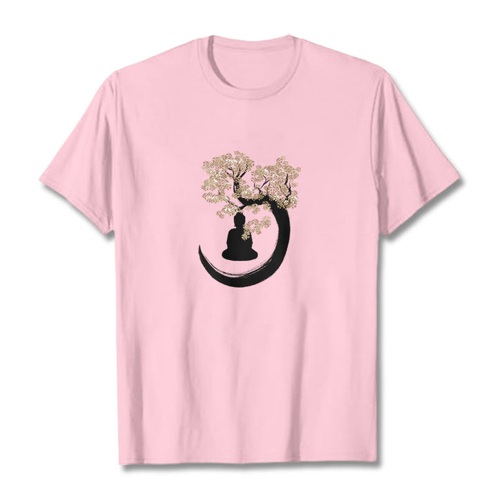 Buddha Stones、木の下に座る仏陀のコットンTシャツ - ライトピンク - 2XL - image 19