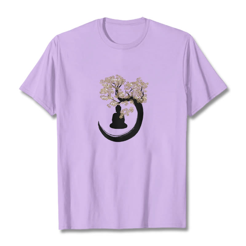 Buddha Stones、木の下に座る仏陀のコットンTシャツ - 梅 - 2XL - image 5