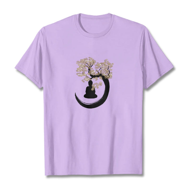 Buddha Stones、木の下に座る仏陀のコットンTシャツ - 梅 - 2XL - image 5