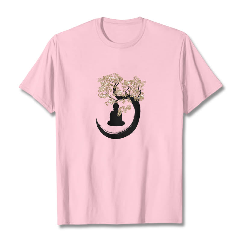 Buddha Stones、木の下に座る仏陀のコットンTシャツ - ライトピンク - 2XL - image 18