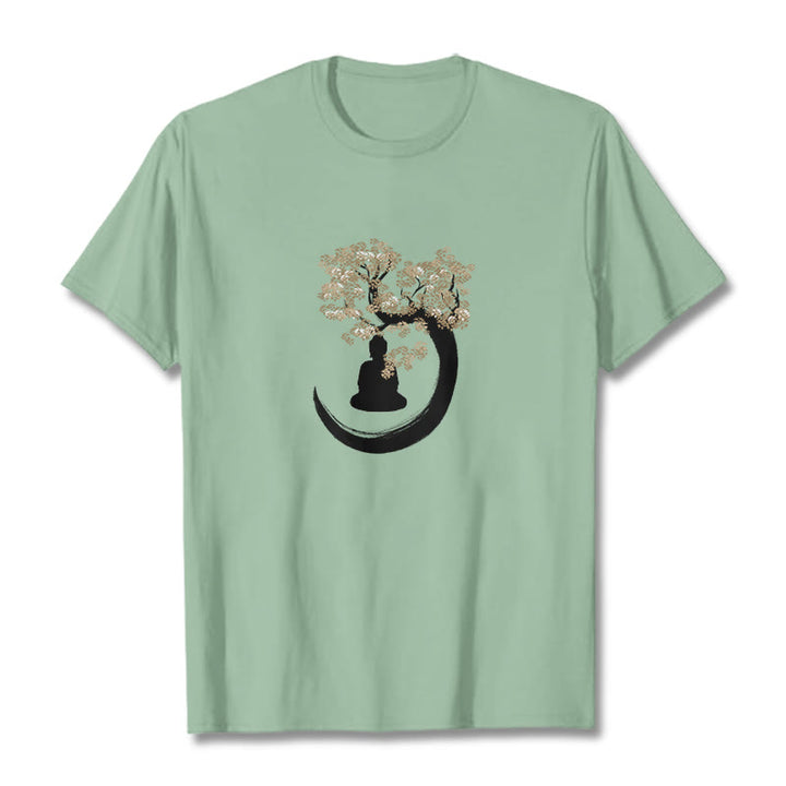 Buddha Stones、木の下に座る仏陀のコットンTシャツ - ペールグリーン - 2XL - image 17
