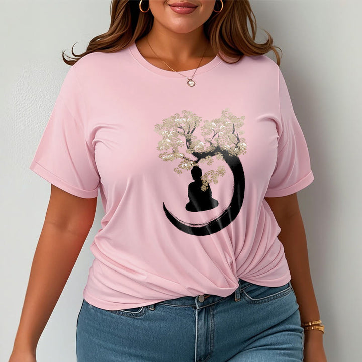 Buddha Stones、木の下に座る仏陀のコットンTシャツ - image 20
