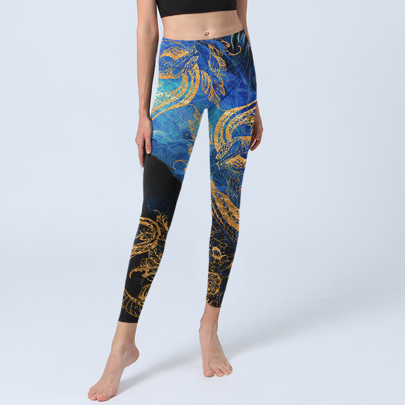 Buddha Stones、黒蛇、蝶、花、葉のプリント、ジムレギンス、レディースヨガパンツ - image 6