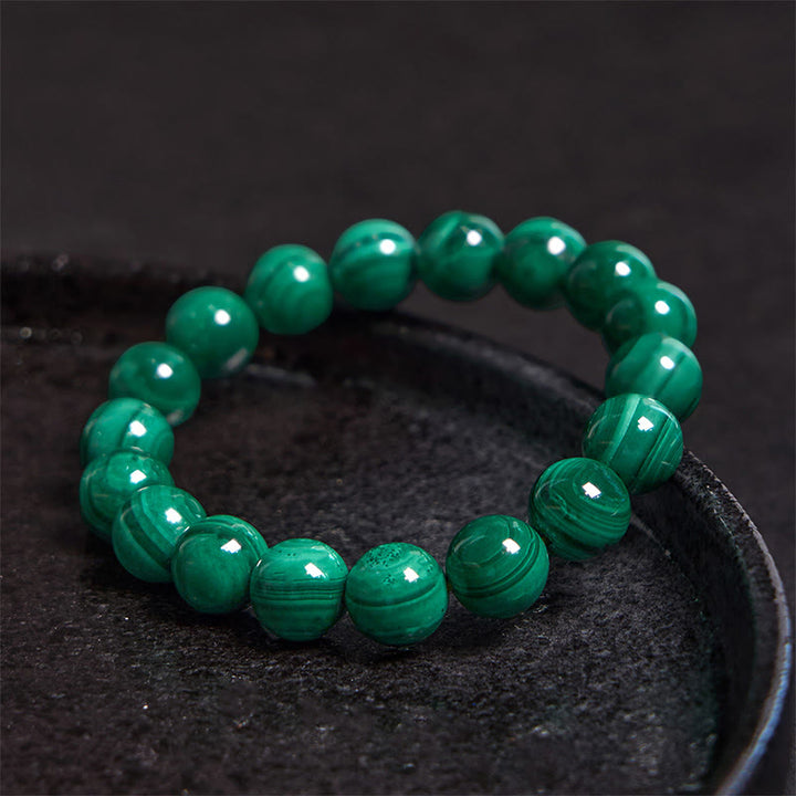 Buddha Stones天然マラカイト 保護 静寂 ブレスレット