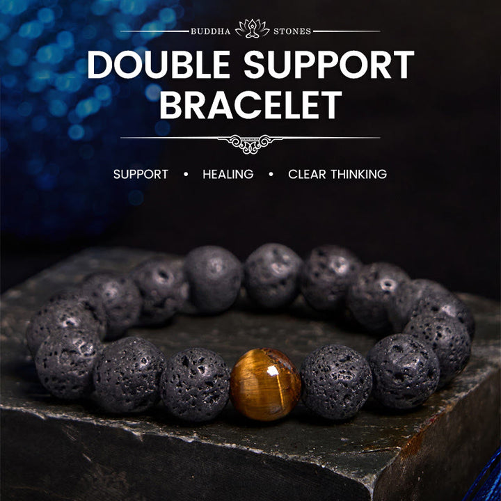 Buddha Stones溶岩石 タイガーアイ 石 平和ヒーリングブレスレット
