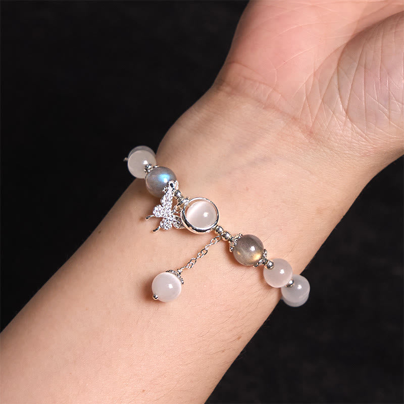 Buddha Stonesアイ ムーンストーン バタフライ スター チャーム サポートブレスレット