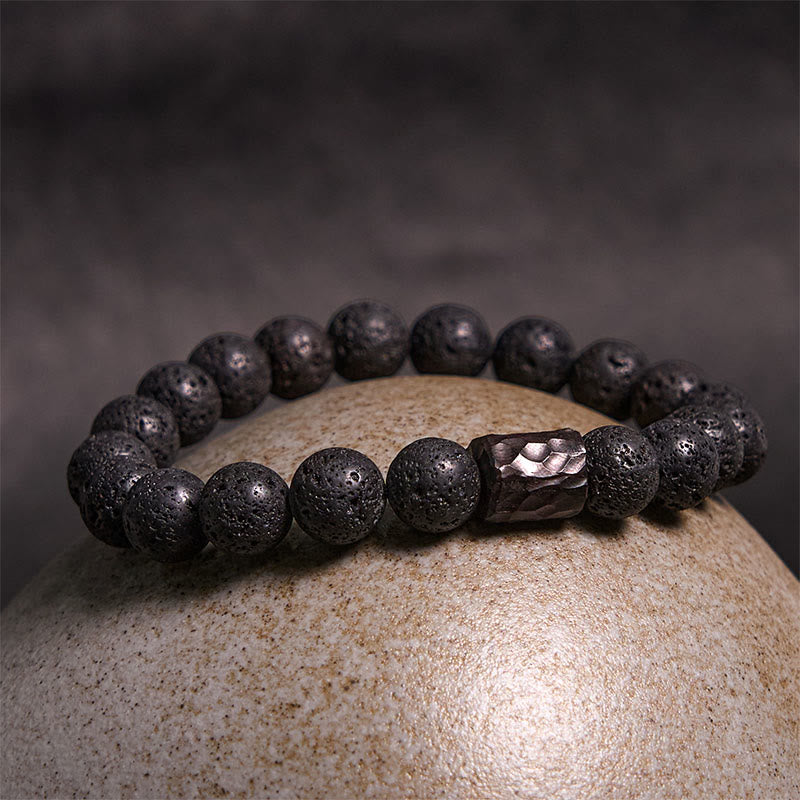 Buddha Stones 溶岩・黒檀・タイガーアイ使用 ヒーリングブレスレット