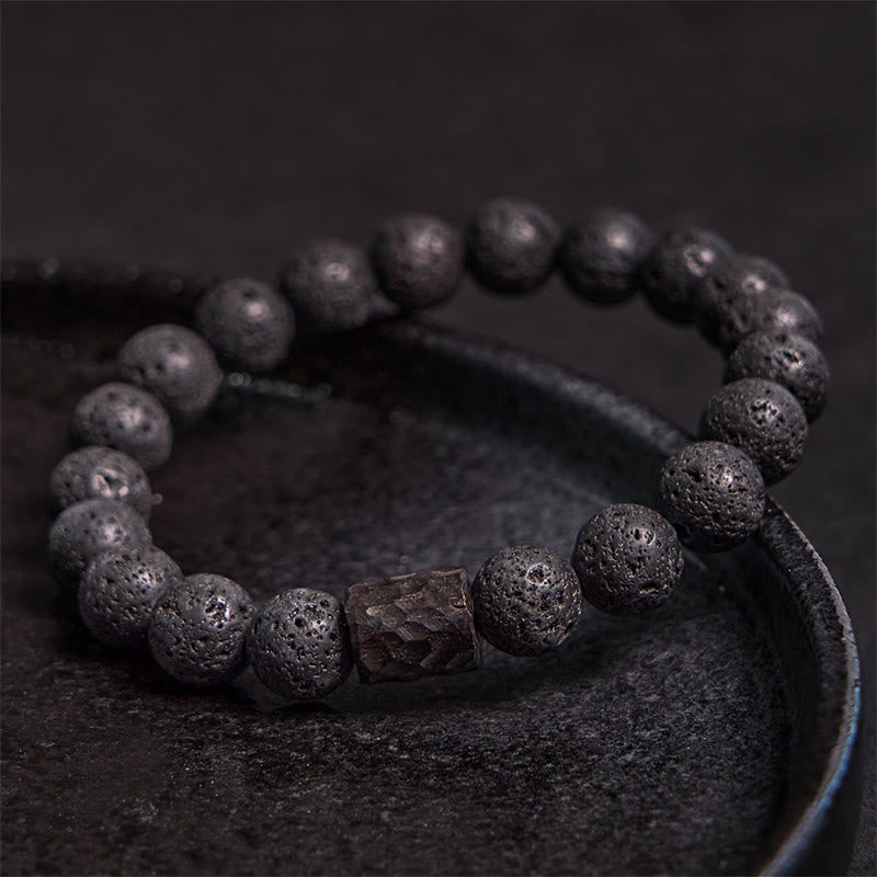 Buddha Stones 溶岩・黒檀・タイガーアイ使用 ヒーリングブレスレット