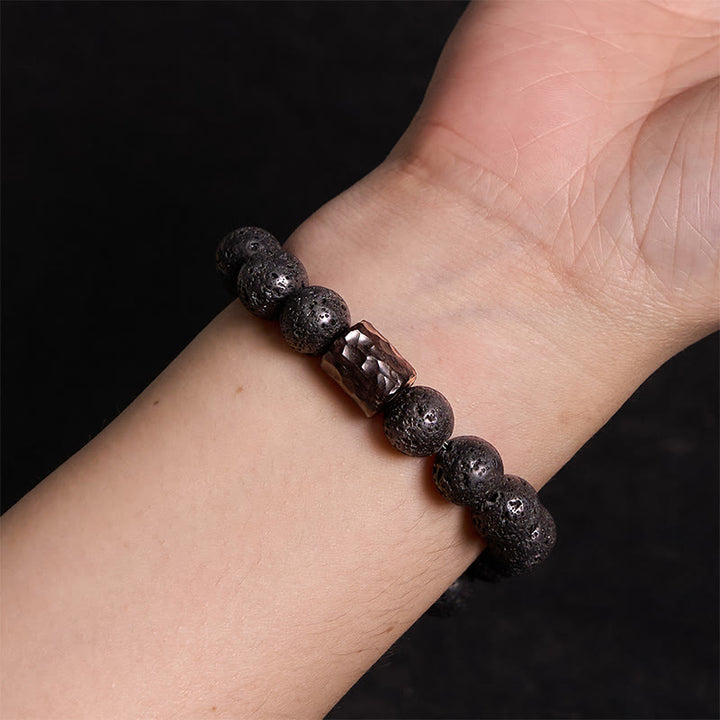Buddha Stones 溶岩・黒檀・タイガーアイ使用 ヒーリングブレスレット