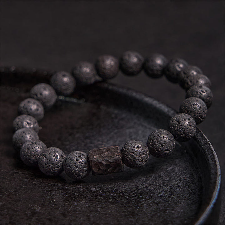 Buddha Stones 溶岩・黒檀・タイガーアイ使用 ヒーリングブレスレット