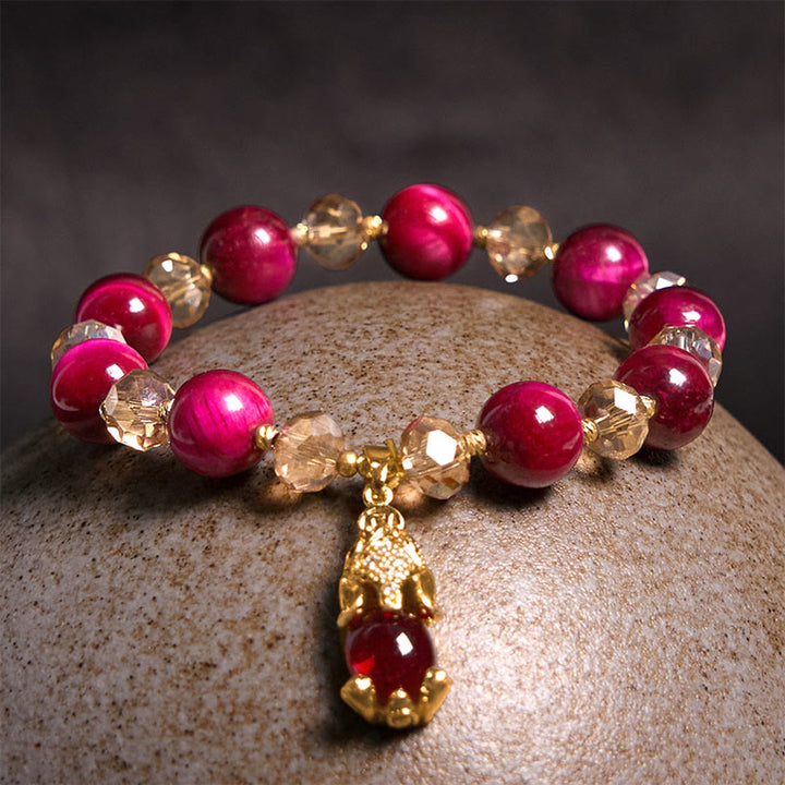 Buddha Stonesレッドタイガーアイ 貔貅 狐 守護 自信 ブレスレット