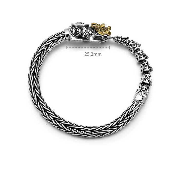 Buddha Stones925 スターリングシルバー 貔貅 銅貨 インゴット開運財運ブレスレットバングル