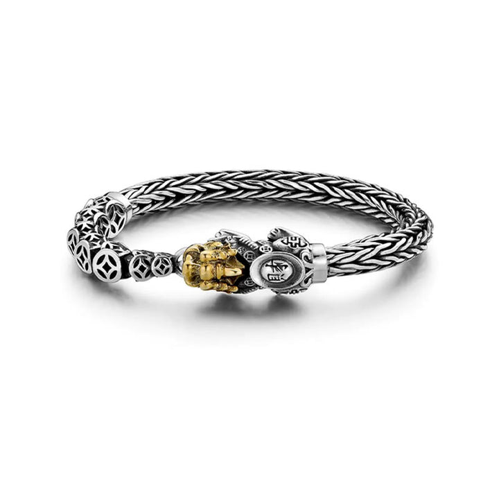 Buddha Stones925 スターリングシルバー 貔貅 銅貨 インゴット開運財運ブレスレットバングル