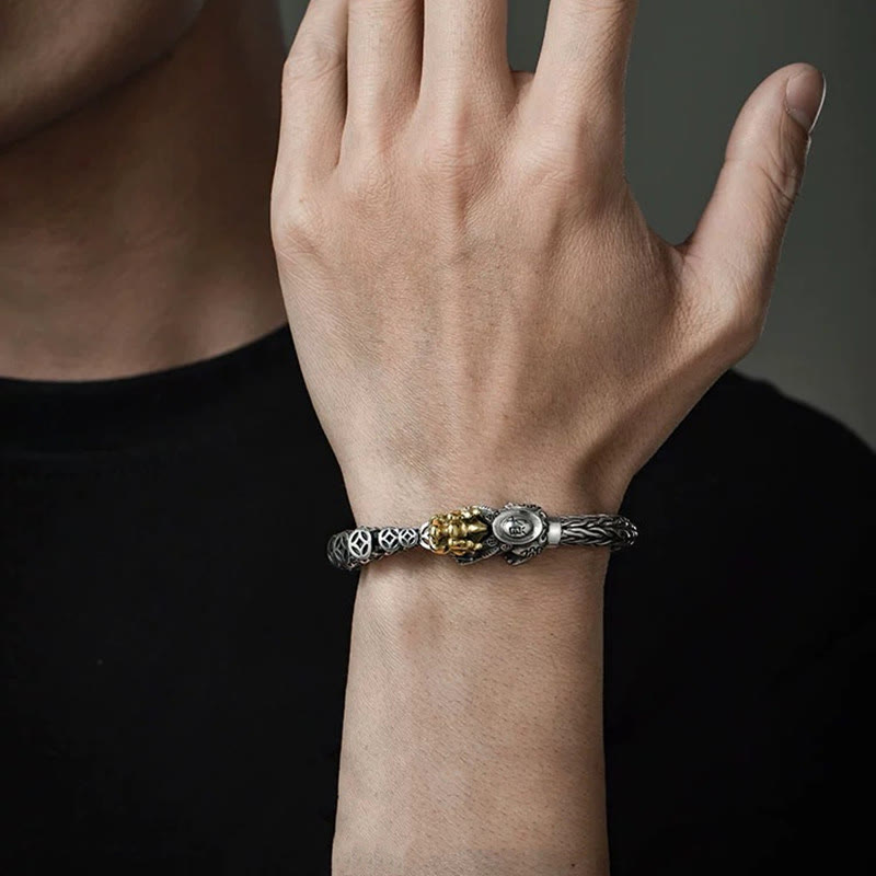 Buddha Stones925 スターリングシルバー 貔貅 銅貨 インゴット開運財運ブレスレットバングル