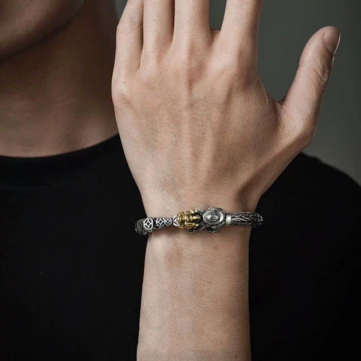 Buddha Stones925 スターリングシルバー 貔貅 銅貨 インゴット開運財運ブレスレットバングル