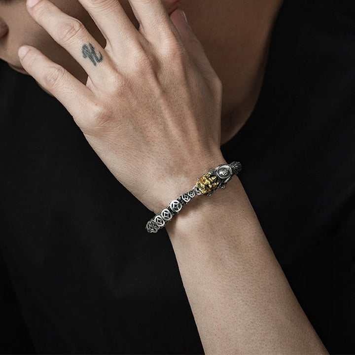 Buddha Stones925 スターリングシルバー 貔貅 銅貨 インゴット開運財運ブレスレットバングル