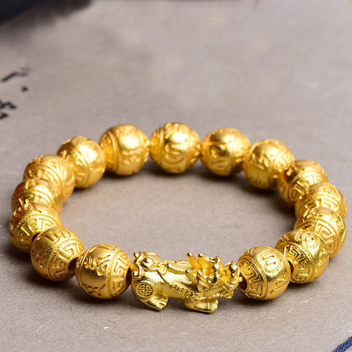 Buddha Stones貔貅オーム・マニ・パドメ・フム彫刻開運財運ブレスレット