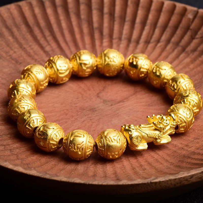 Buddha Stones貔貅オーム・マニ・パドメ・フム彫刻開運財運ブレスレット