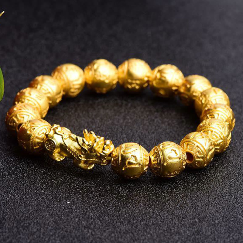 Buddha Stones貔貅オーム・マニ・パドメ・フム彫刻開運財運ブレスレット